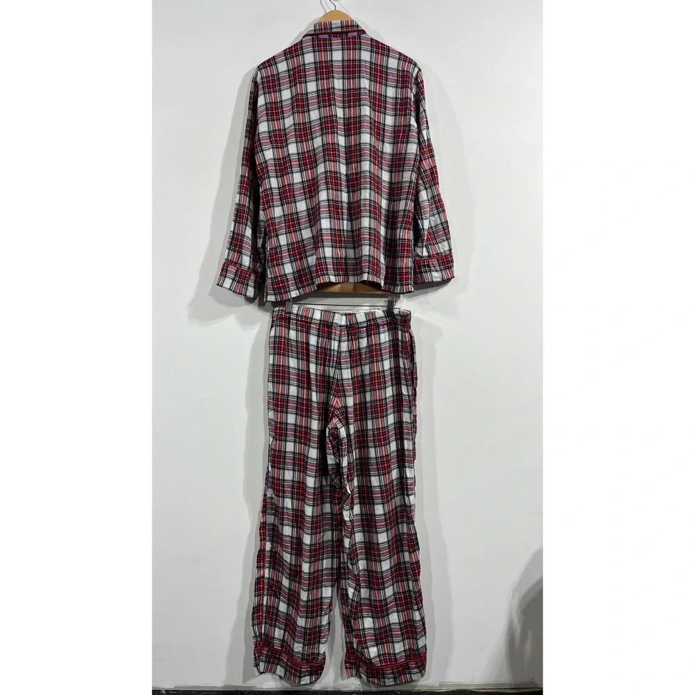 J.Crew Preppy Old Money Holiday Plaid Pajama Set Long Sleeve Top Pants Medium
